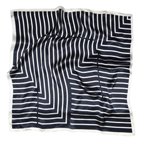 Sneaky Fox Lines Silk Tørklæde, Navy